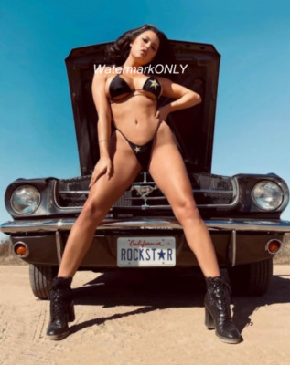 SUPER HOT Mustang Car Babe ''BUSTY'' SEXY ''BIKINI'' ''Pin-UP'' PHOTO! #(593b)