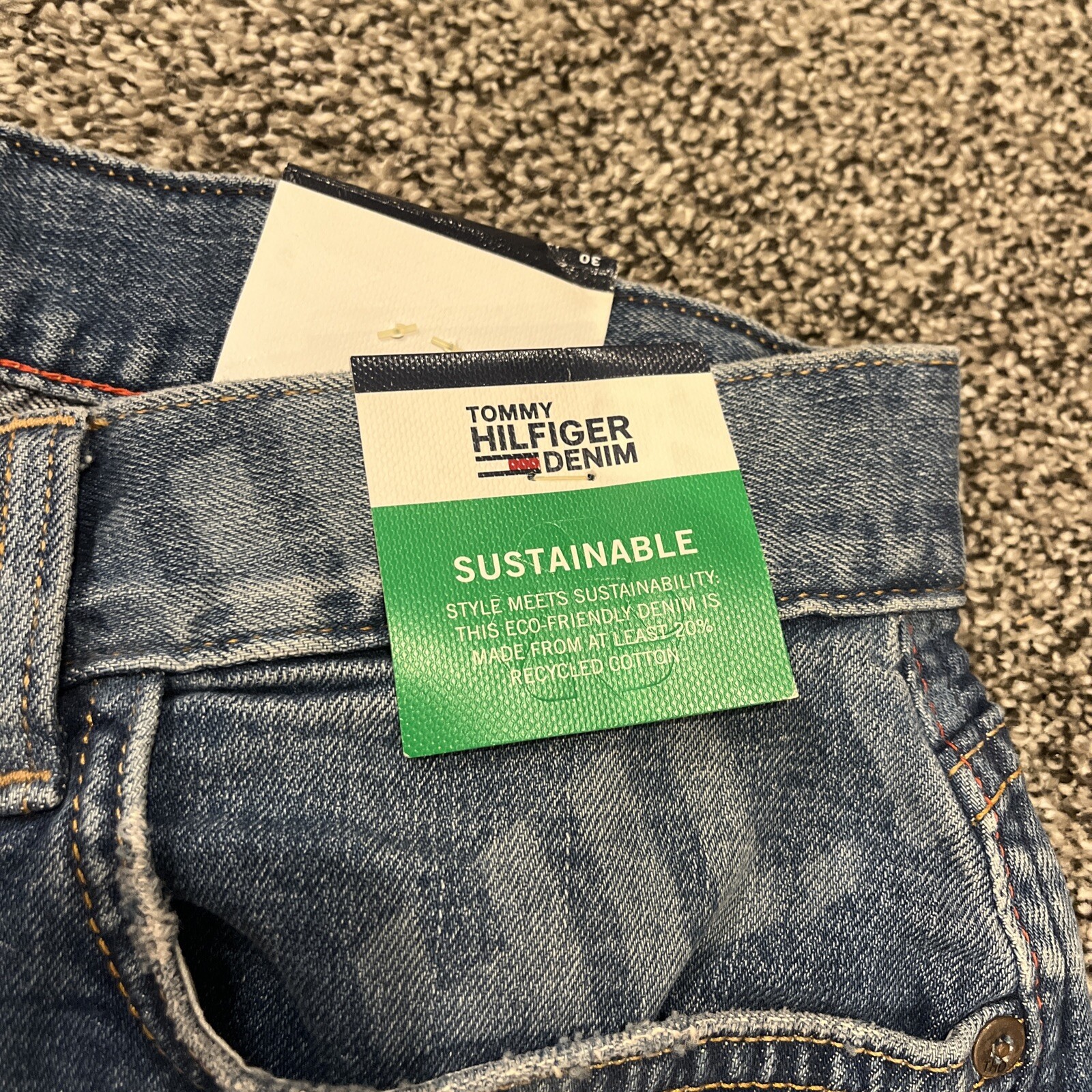 NWT Tommy Hilfiger Denim Men's Logo Letter Print Sustainable Jean Shorts 30 - View 3