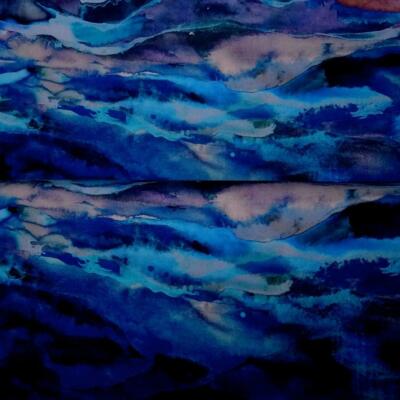 Iconoclastic Print, A Deluge of Blues & Purple, A Hoffman Cotton BTHY or BTY