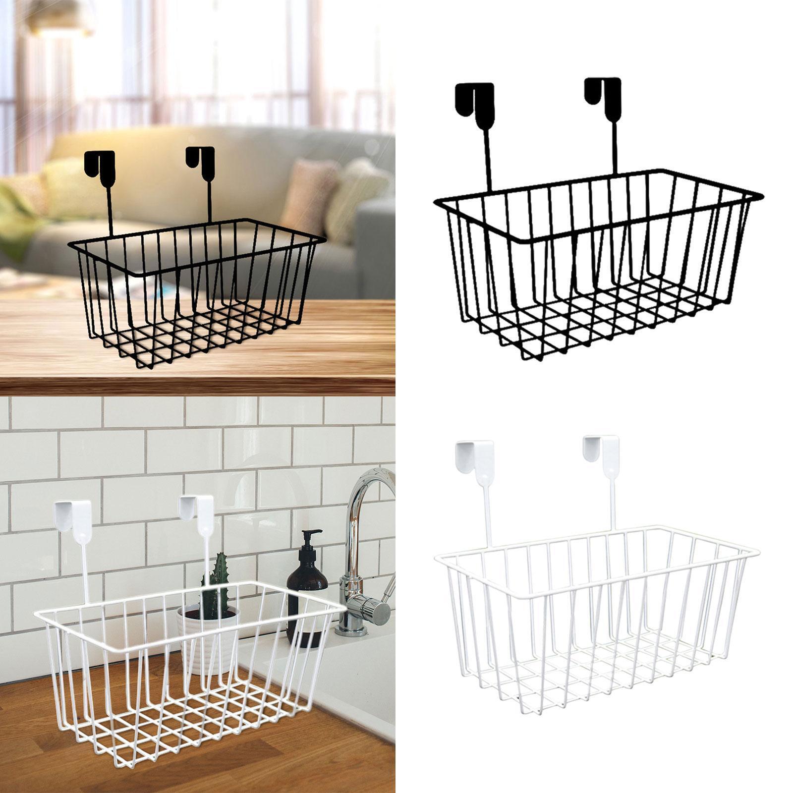 Lattice Storage Baskets with Hooks, Baskets Over The Cabinet Door for Home,-image