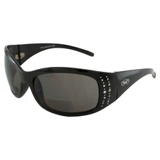 Global Vision Marilyn 2 Bifocal Sunglasses Rhinestone Black Frames 3.0 Smoke Len