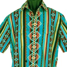 Western Wits Made in USA Pearl Snap Southwest Print Men's M Cowboy Shirt