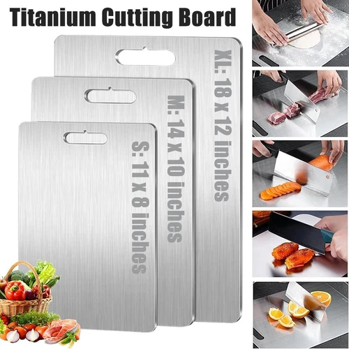 Stainless Steel Cutting Board Double-Sided Titanium Chopping Board for Kitchen