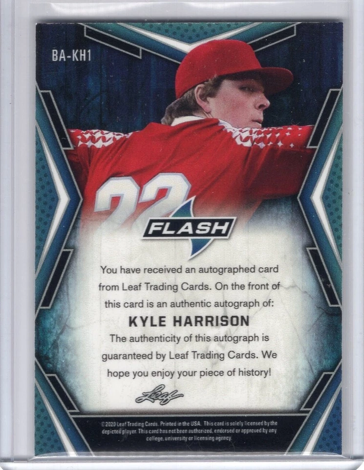 2020 Leaf Flash Autograph #BA-KH1 Kyle Harrison - Image 2 of 2