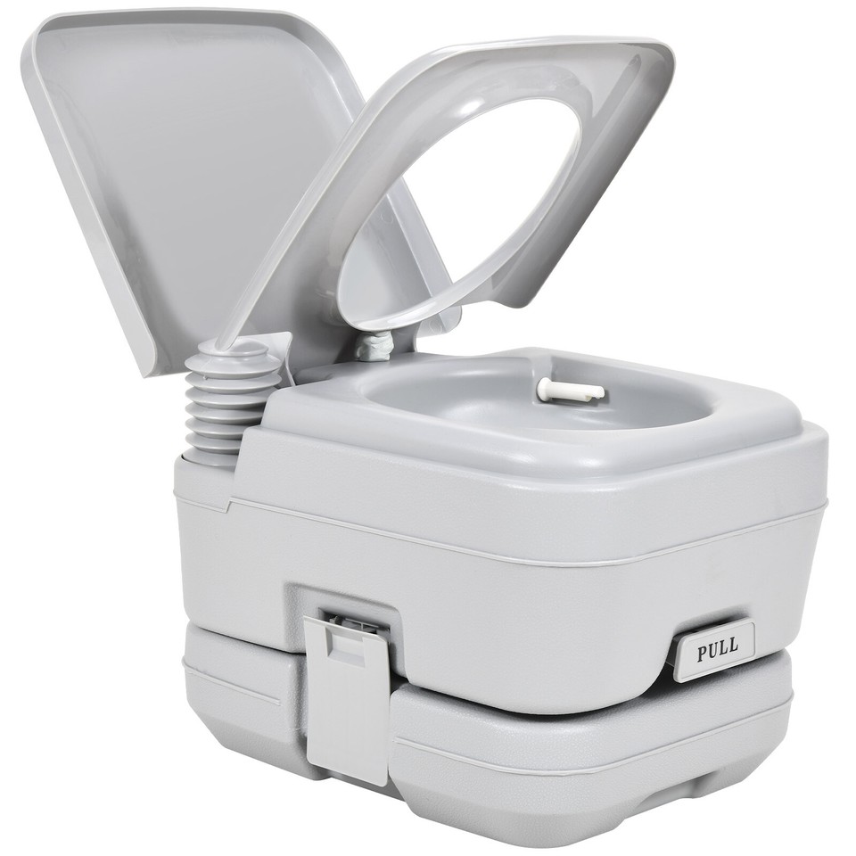 2.6 GAL Portable Toilet Press Flush Commode Potty Outdoor Indoor Travel ...