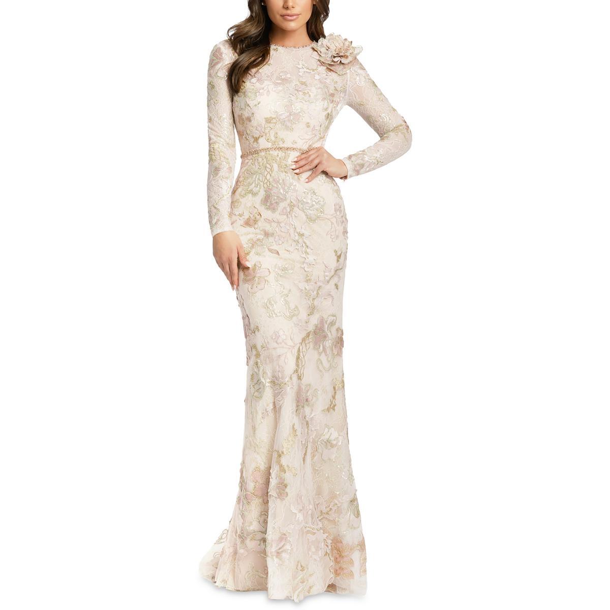 Женское розовое вышитое длинное официальное вечернее платье Mac Duggal 16 BHFO 9560