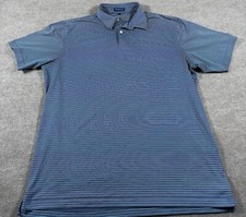 Peter Millar Crown Crafted Blue Striped Short Sleeve Polo Shirt Men's Size XL