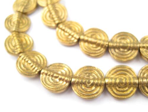 Baule-Style Circular Brass Beads 12mm Flat 24 Inch Strand - Afbeelding 1 van 2