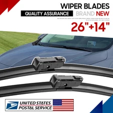 26" & 14" Bracketless FRONT OEM QUALITY Windshield Wiper Blades Hybrid Silicone