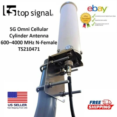 Top Signal 5G Omni Cellular Cylinder Antenna 600–4000 MHz N-Female - TS210471 - - Image 1 of 4