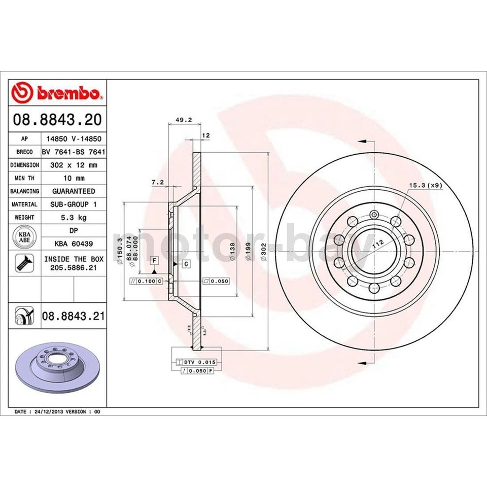Pastillas de freno traseras y rotores Brembo para Audi A6 Quattro 2005 2006 2007 2008 Foto 3 de 4