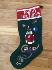 Vintage Needlepoint Design Nutcracker Christmas Stocking 