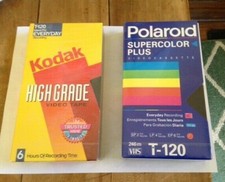 Lot of 2 New Sealed T-120 VHS Video Tape Cassettes Polaroid Supercolor, Kodak HG