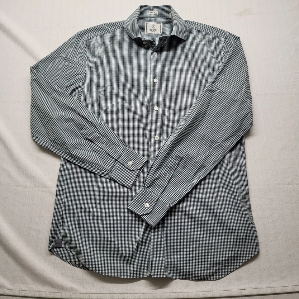 Camisa masculina Todd Snyder com botões 15,5 verde média xadrez Gingham algodão preppy - Imagem 2 de 4