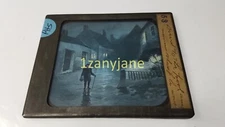 PHS Glass Magic Lantern Slide Photo DOORS TO THE POOL MAN ON FLOODED STREET