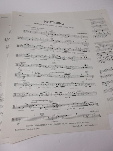 Istvan Karods Notturno Nocturne Flute English Horn Violin Harp Viola Sheet Music - Picture 5 of 7