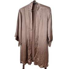 Josie Natori Taupe Silk Belted Short Kimono Robe Women s Size XS
