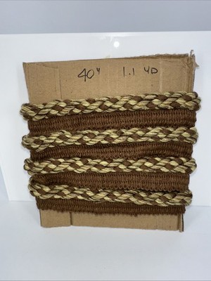 Twisted Cord Trim 40  ~ 1.1 Yard Braided Rope Brown Green Gold