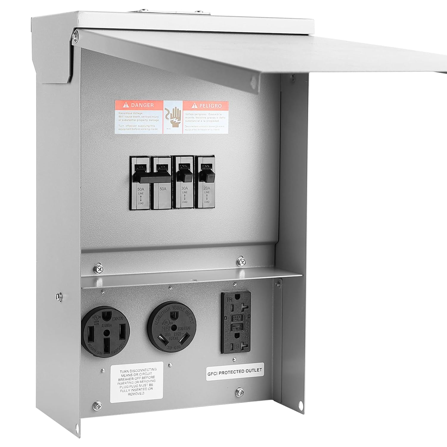 Electrical Outlet Boxes Temporary Power Panel Weatherproof RV Receptacle Box wit