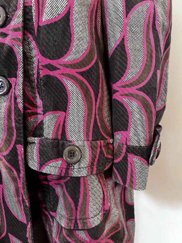 Abrigo para mujer Elevenses Anthropologie hoja de loto doble pecho guisante talla 2 rosa Foto 3 de 4