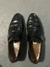 Gucci Men's Black Leather Logo Loafer Slip-On Dress Shoes US 7