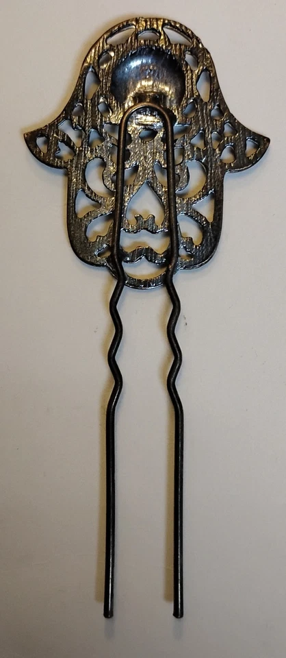 Vintage Lady Hamsa Hand Of Fatima Evil Eye Hair Stick Pin - Image 2 of 2
