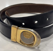 Vintage iconic GUCCI reversible logo black brown leather belt oval Estimate Sz34