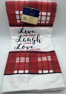 Live Laugh Love Kitchen Towel 15 x 25 Polyester Saying Dish Hand
