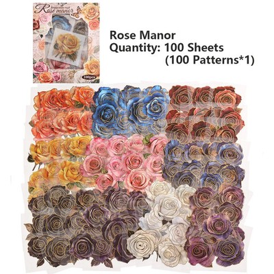 Vintage Blatt Pflanzen Rosen Sticker Scrapbooking Aufkleber DIY Set Wasserfest