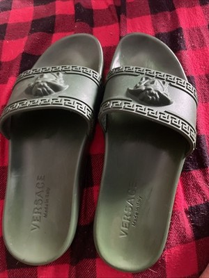 Versace Medusa Head Slides Pool Sandals Green Size 8 1/2 Women's Men's