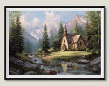 Mountain Chapel Stonebridge DIY Chart Counted Cross Stitch Patterns Needlework