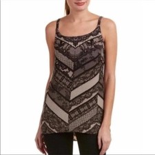 CAbi 3278 Women's Taupe Lace Print Lined Adjustable Straps Camisole Size Medium