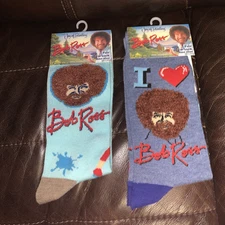 Bob Ross The Joy Of Painting Funny Novelty Crew Socks Unisex Lot Of 2 New