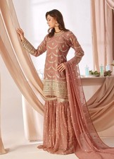 Peach Dress Pakistani Salwar Kameez Readymade Palazzo Suit Indian Wedding Party