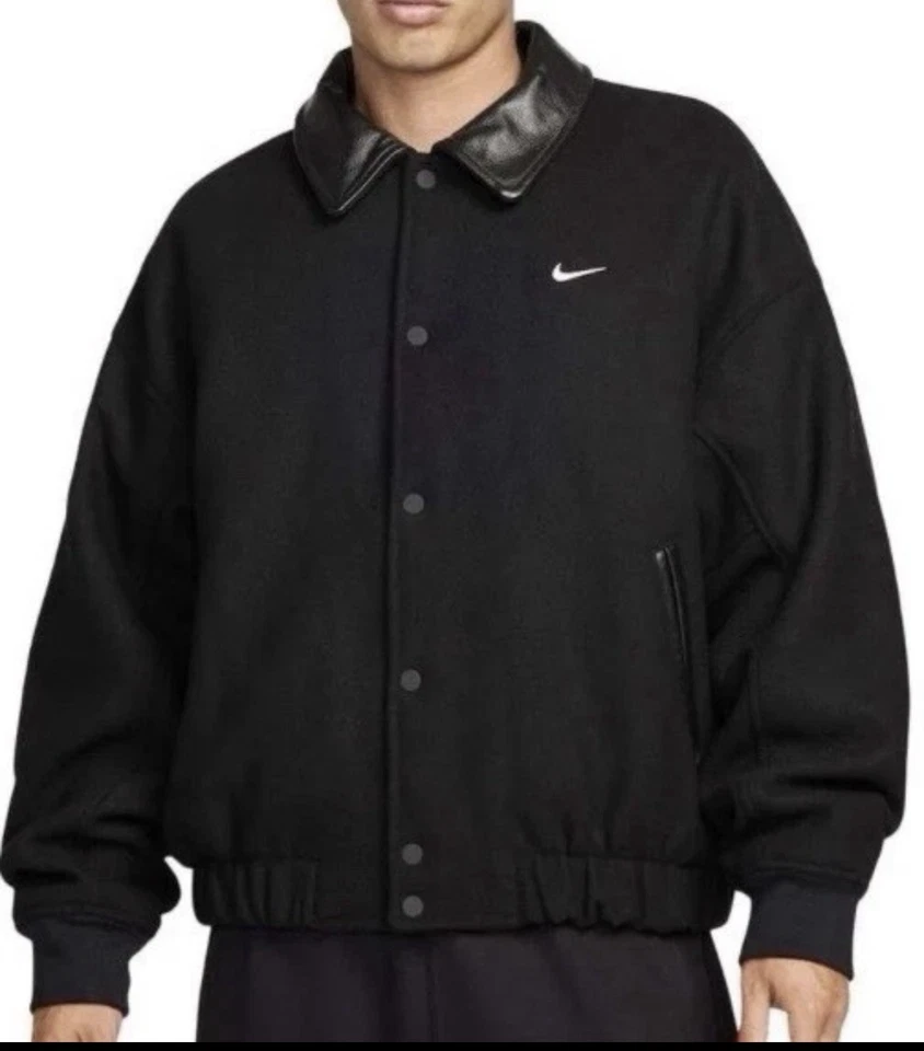 Куртка мужская Nike размер L Air Solo Swoosh шерстяная университетская кожаная черная FZ1168-010 - Изображение 2 из 3