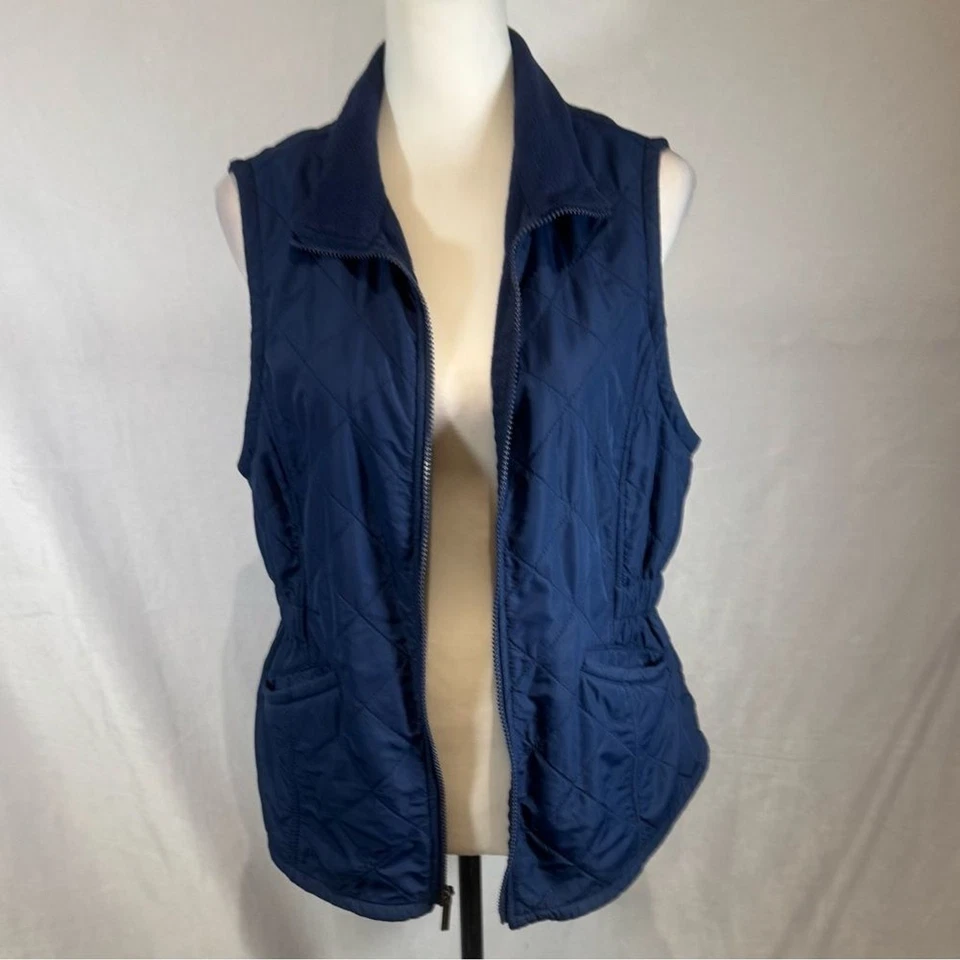 Bit and Bridle Chaleco Acolchado con Cremallera Forrado de Vellón Azul Marino con Bolsillos Talla Mediana Foto 3 de 4