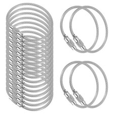 3.9 Inch Wire Keychain Cable, 20 Pack Key Ring Loop, Silver