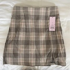 Wild Fable Mini Skirt Women's Preppy School Girl Sz 0 Pink Black Plaid Slit NWT