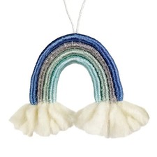 dzi handmade Rainbow Wrap Blue  Silver Ornament Bauble