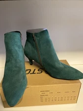 Women’s Size 11 Booties. New Suede Upper Nylon Inner Low Heel. Side Zipper