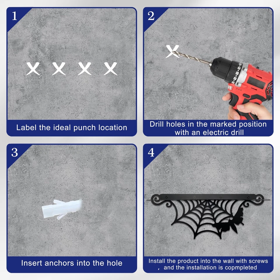 2件装哥特式金属蜘蛛网架-哥特装饰架用于水晶展示... — 第 4/4 张图片