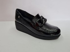 Riposella Mocassino Donna Ambra in Pelle Con Zeppa ed Accessorio - NER (Nero)