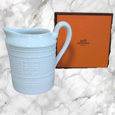 Hermes Egee Creamer Tableware Porcelain White Damage Box Unused Good Condition