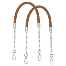 2Pcs 62cm/24.4" PU Leather Braided Purse Strap Coffee, Silver Buckle