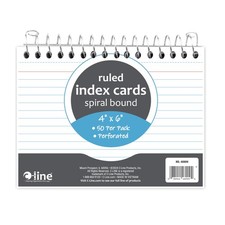 C-Line 4  x 6  Spiral Bound Index Card Notebook, Ruled, 50/PK 4" x 6", White