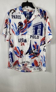 Polo Ralph Lauren Mens Team USA Paris 2024 Olympics Viscose Button Up Shirt Sz M