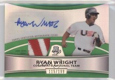 2010 Bowman Platinum Relic Refractor Green 115/199 Ryan Wright Patch Auto 0m8