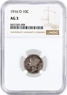 1916 D 10C Mercury Dime Silver NGC AG3 About Good Circulated Key Date Coin
