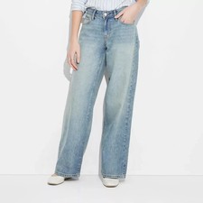 Women's Low-Rise Wide Leg Baggy Jeans - Wild Fable  Medium Wash 2
