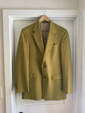 Burberry London Men's Blazer 40L Olive Tan Pure Wool 2 Button Sport Coat